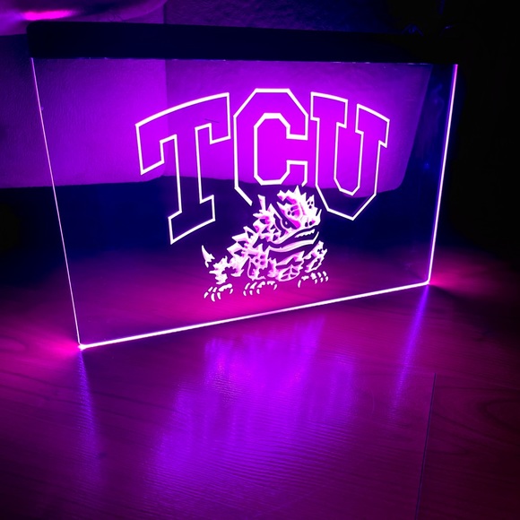 TCU LED NEON PURPLE LIGHT SIGN 8x12 - Picture 3 of 3